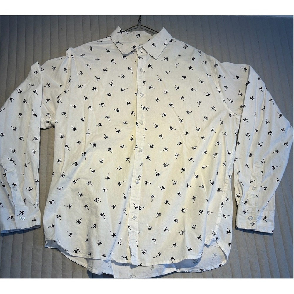 Paper‎ Denim & Cloth Men's Palm Tree Print Long Sleeve Slim Fit Shirt Size Large